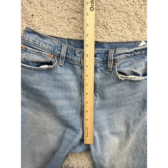 Levis Jeans Womens 31 Light Blue Denim Button Fly Stretch Raw Hem Straight 31x26 - Picture 9 of 11